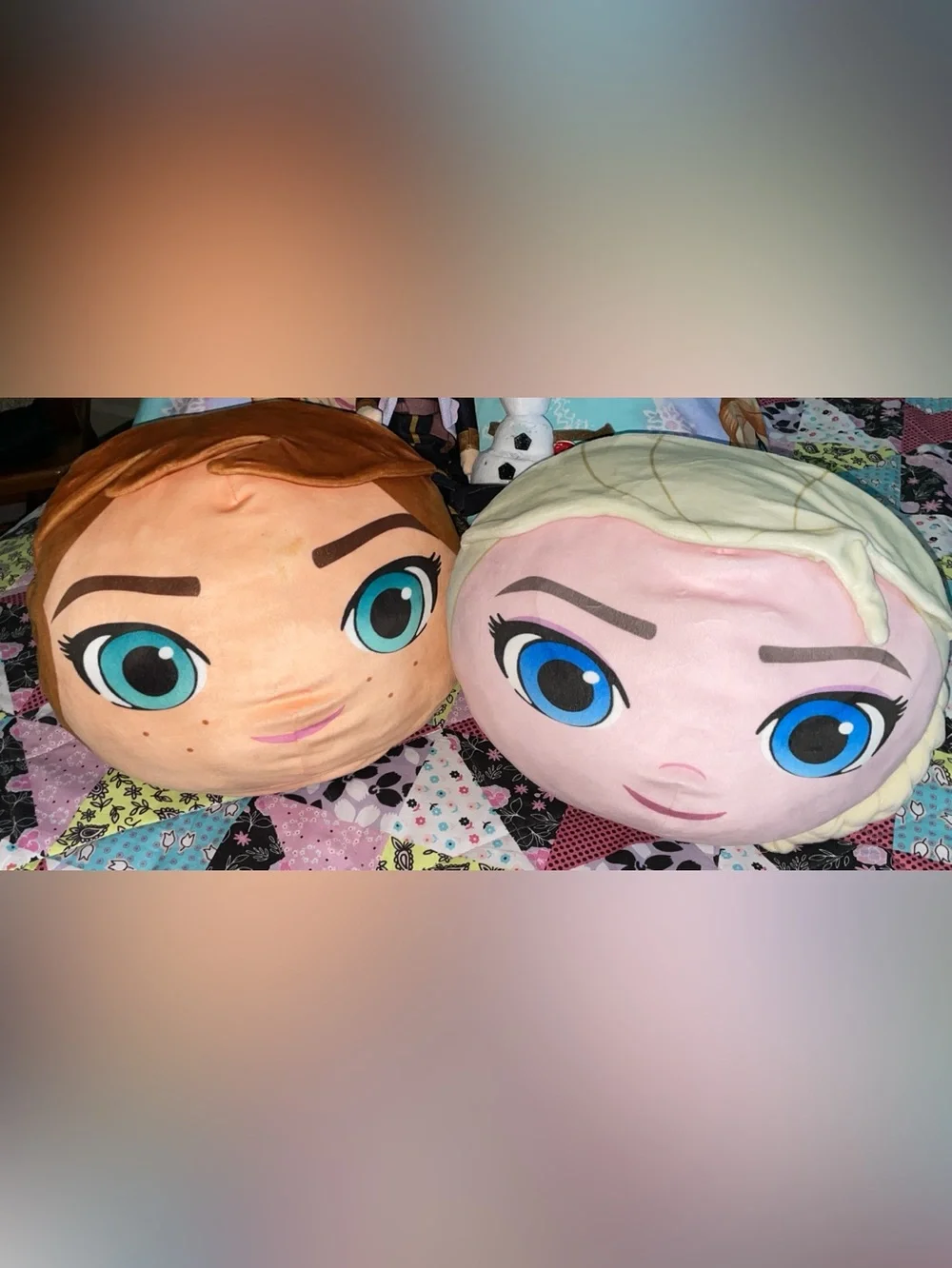 Disney Frozen Anna and Elsa Round Plush Pillows